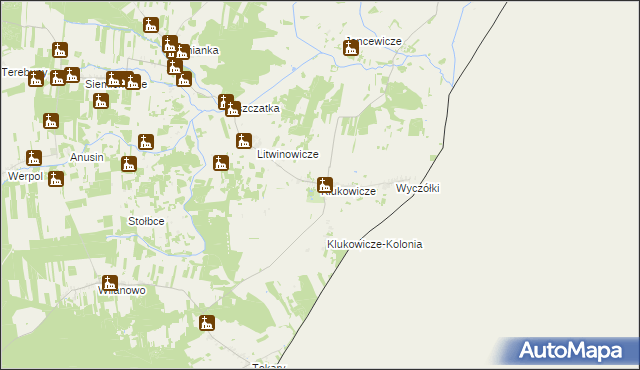 mapa Klukowicze, Klukowicze na mapie Targeo