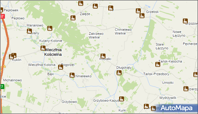 mapa Kobiałki gmina Wieczfnia Kościelna, Kobiałki gmina Wieczfnia Kościelna na mapie Targeo