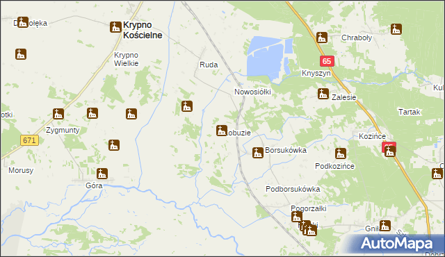 mapa Kobuzie gmina Dobrzyniewo Duże, Kobuzie gmina Dobrzyniewo Duże na mapie Targeo