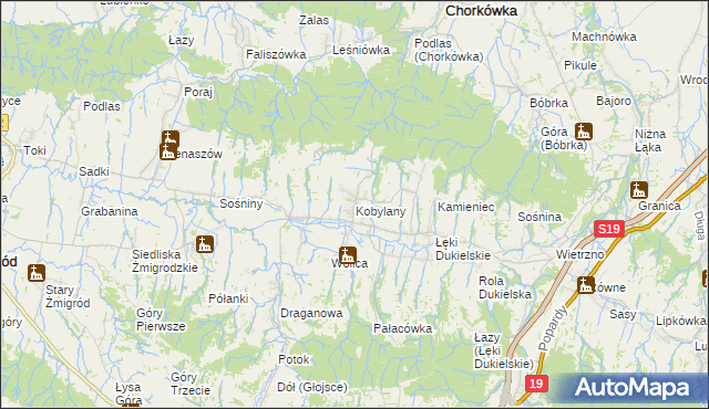 mapa Kobylany gmina Chorkówka, Kobylany gmina Chorkówka na mapie Targeo