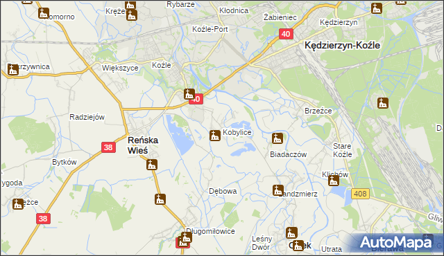 mapa Kobylice gmina Cisek, Kobylice gmina Cisek na mapie Targeo