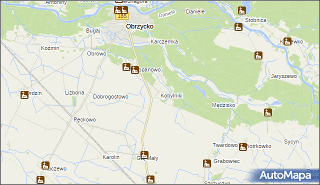 mapa Kobylniki gmina Obrzycko, Kobylniki gmina Obrzycko na mapie Targeo