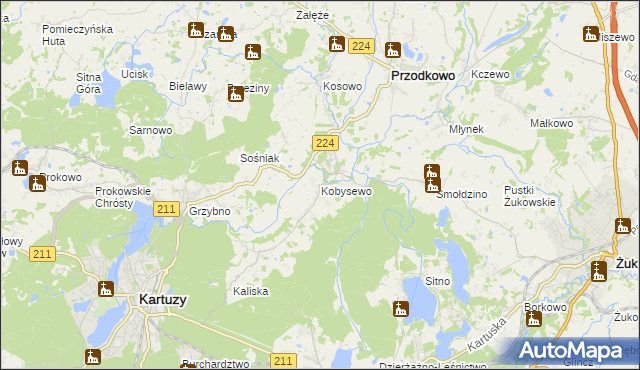 mapa Kobysewo, Kobysewo na mapie Targeo