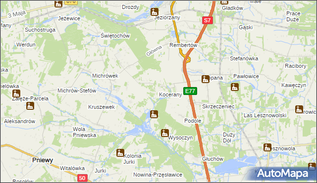 mapa Kocerany, Kocerany na mapie Targeo