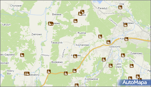 mapa Kochanowo gmina Luzino, Kochanowo gmina Luzino na mapie Targeo