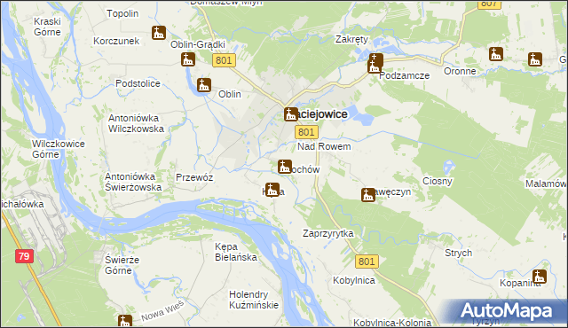 mapa Kochów gmina Maciejowice, Kochów gmina Maciejowice na mapie Targeo