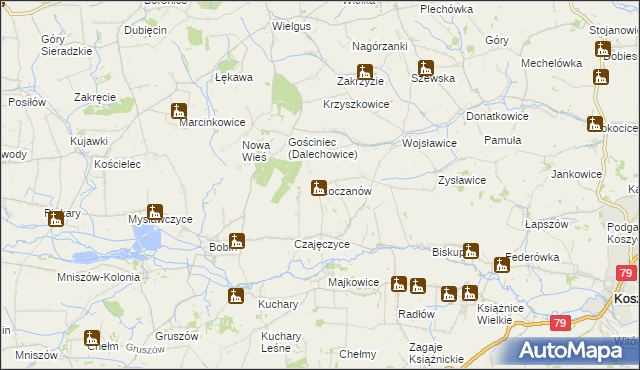 mapa Koczanów, Koczanów na mapie Targeo