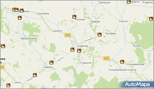 mapa Kodeniec, Kodeniec na mapie Targeo