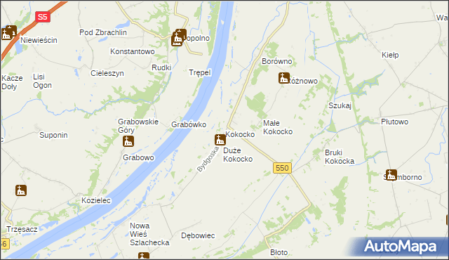 mapa Kokocko, Kokocko na mapie Targeo