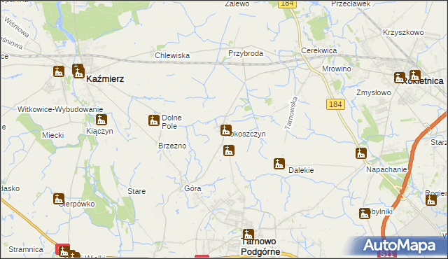 mapa Kokoszczyn gmina Tarnowo Podgórne, Kokoszczyn gmina Tarnowo Podgórne na mapie Targeo