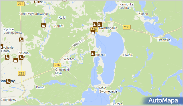 mapa Kokoszka gmina Chojnice, Kokoszka gmina Chojnice na mapie Targeo