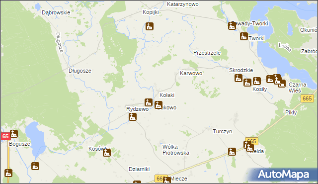 mapa Kołaki gmina Rajgród, Kołaki gmina Rajgród na mapie Targeo