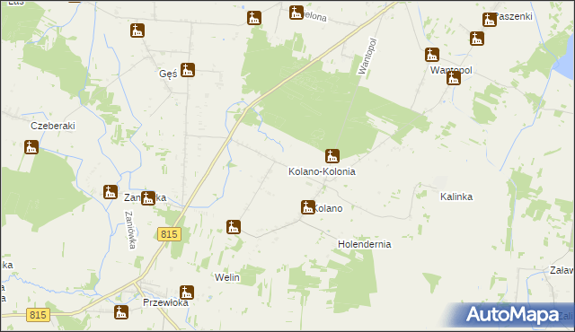 mapa Kolano-Kolonia, Kolano-Kolonia na mapie Targeo
