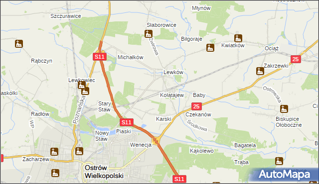 mapa Kołątajew, Kołątajew na mapie Targeo