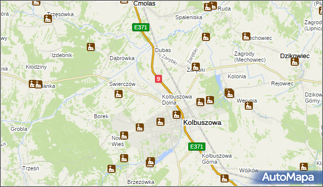 mapa Kolbuszowa Dolna, Kolbuszowa Dolna na mapie Targeo