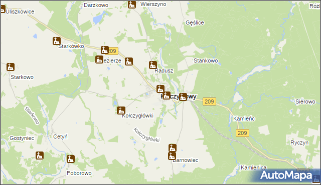 mapa Kołczygłowy, Kołczygłowy na mapie Targeo