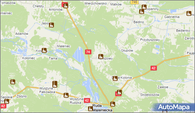 mapa Koliszowy, Koliszowy na mapie Targeo