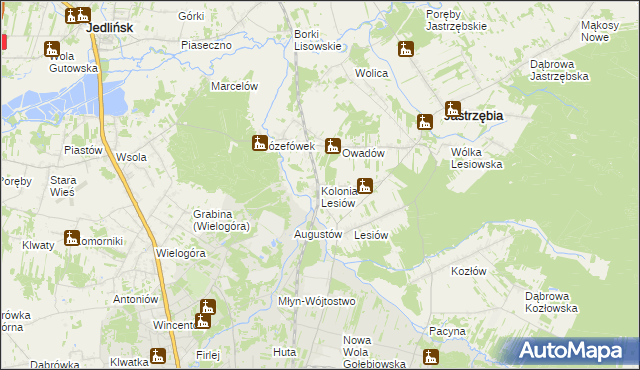 mapa Kolonia Lesiów, Kolonia Lesiów na mapie Targeo