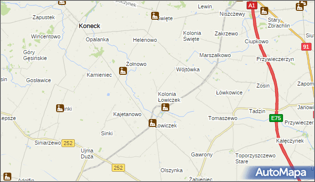 mapa Kolonia Łowiczek, Kolonia Łowiczek na mapie Targeo