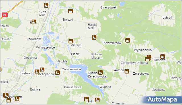 mapa Kolonia Mierzyn, Kolonia Mierzyn na mapie Targeo