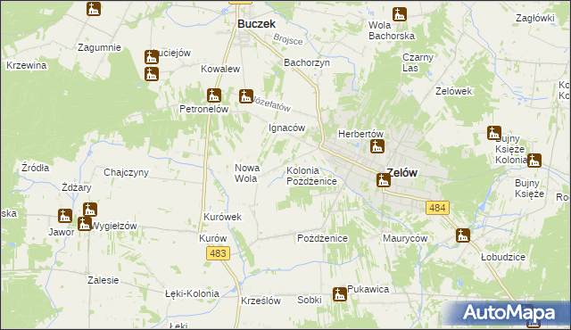 mapa Kolonia Pożdżenice, Kolonia Pożdżenice na mapie Targeo