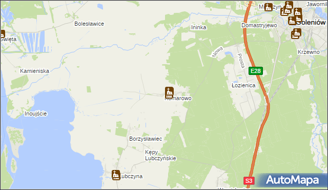 mapa Komarowo, Komarowo na mapie Targeo