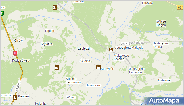 mapa Komaszówka gmina Sztabin, Komaszówka gmina Sztabin na mapie Targeo