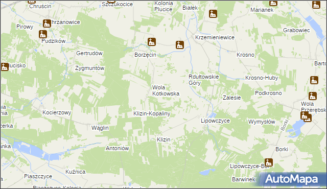 mapa Komorniki gmina Gorzkowice, Komorniki gmina Gorzkowice na mapie Targeo