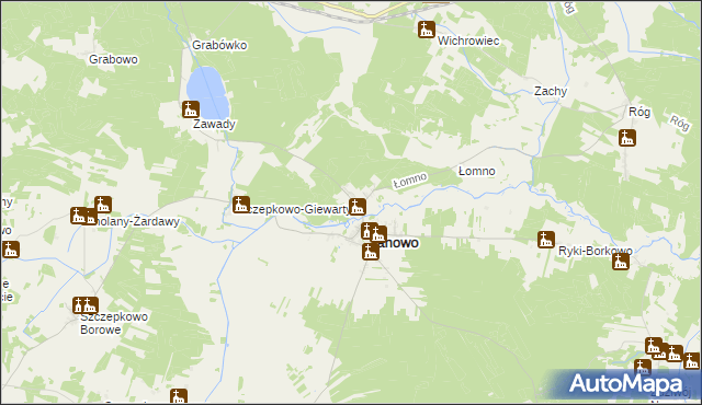 mapa Komorowo gmina Janowo, Komorowo gmina Janowo na mapie Targeo
