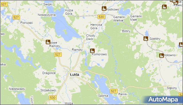 mapa Komorowo gmina Łukta, Komorowo gmina Łukta na mapie Targeo