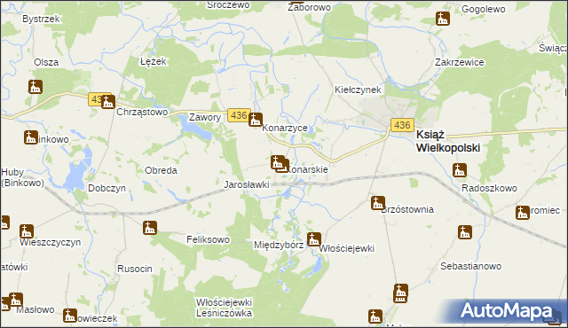 mapa Konarskie gmina Książ Wielkopolski, Konarskie gmina Książ Wielkopolski na mapie Targeo