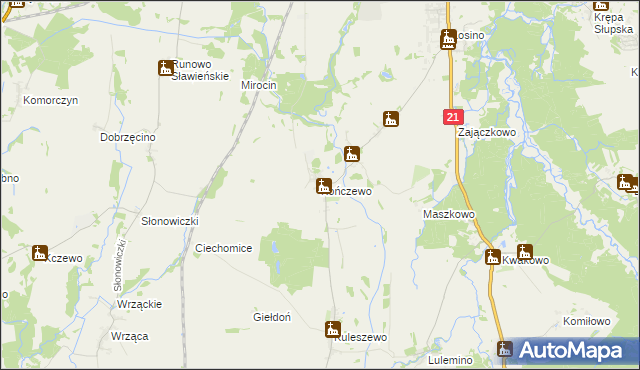 mapa Kończewo gmina Kobylnica, Kończewo gmina Kobylnica na mapie Targeo