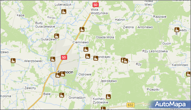 mapa Kondrajec, Kondrajec na mapie Targeo