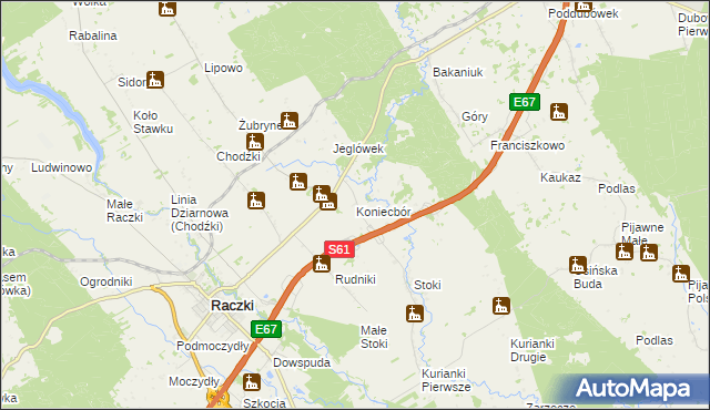 mapa Koniecbór, Koniecbór na mapie Targeo