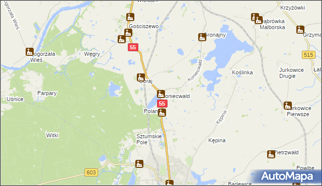 mapa Koniecwałd, Koniecwałd na mapie Targeo