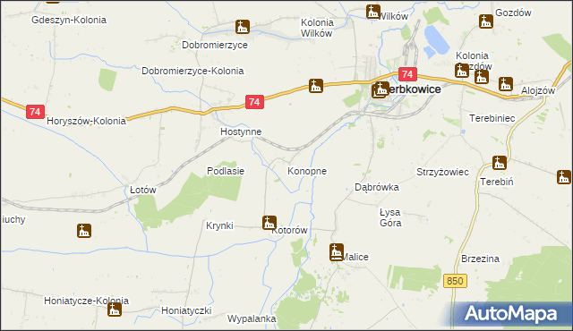 mapa Konopne, Konopne na mapie Targeo