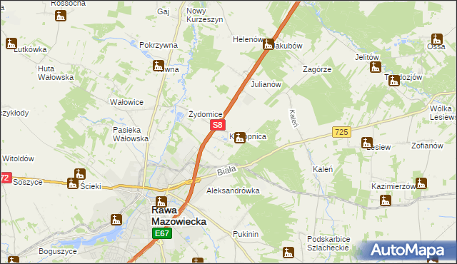 mapa Konopnica gmina Rawa Mazowiecka, Konopnica gmina Rawa Mazowiecka na mapie Targeo