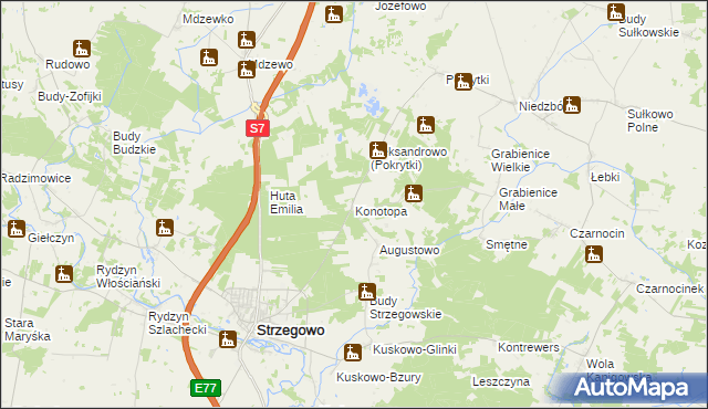mapa Konotopa gmina Strzegowo, Konotopa gmina Strzegowo na mapie Targeo