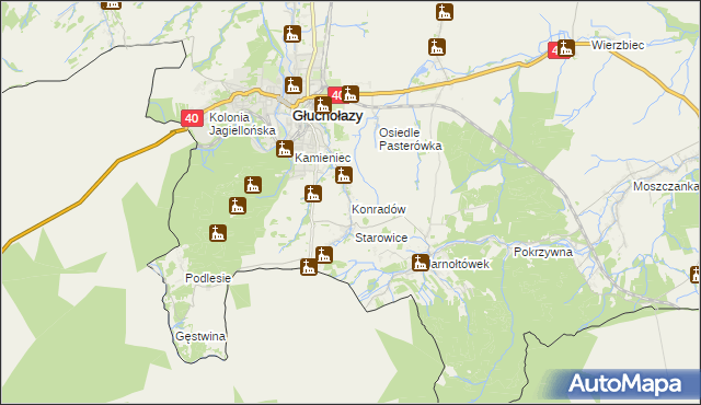 mapa Konradów gmina Głuchołazy, Konradów gmina Głuchołazy na mapie Targeo