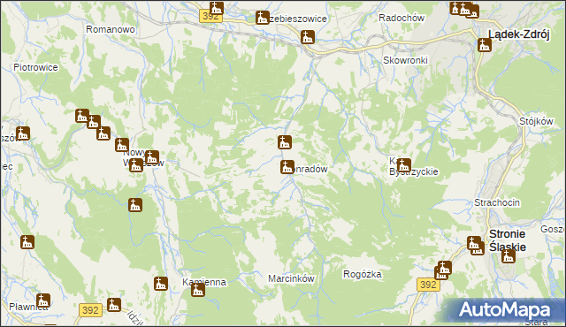 mapa Konradów gmina Lądek-Zdrój, Konradów gmina Lądek-Zdrój na mapie Targeo