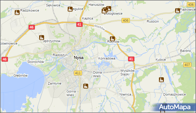 mapa Konradowa, Konradowa na mapie Targeo