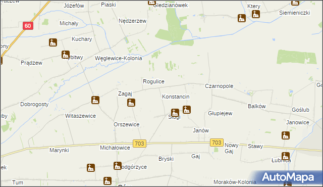 mapa Konstancin gmina Góra Świętej Małgorzaty, Konstancin gmina Góra Świętej Małgorzaty na mapie Targeo