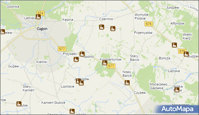 mapa Konstantynów gmina Gąbin, Konstantynów gmina Gąbin na mapie Targeo