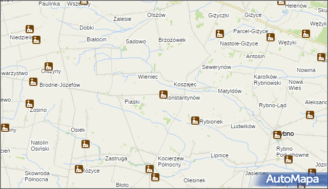mapa Konstantynów gmina Kocierzew Południowy, Konstantynów gmina Kocierzew Południowy na mapie Targeo