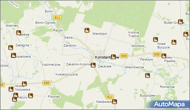 mapa Konstantynów powiat bialski, Konstantynów powiat bialski na mapie Targeo