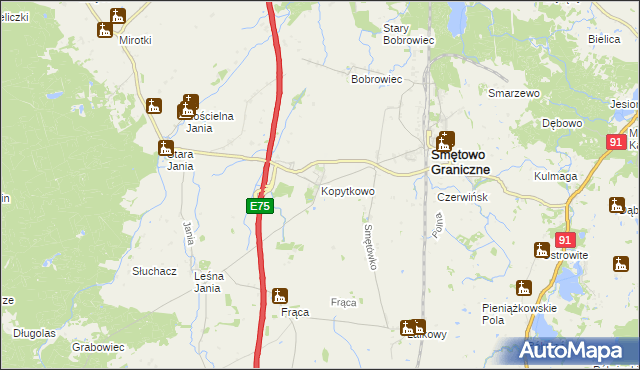 mapa Kopytkowo gmina Smętowo Graniczne, Kopytkowo gmina Smętowo Graniczne na mapie Targeo