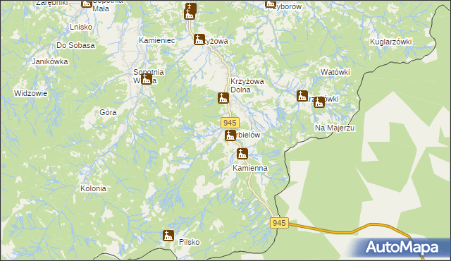mapa Korbielów, Korbielów na mapie Targeo