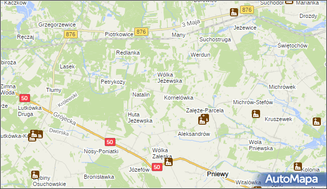 mapa Kornelówka gmina Pniewy, Kornelówka gmina Pniewy na mapie Targeo