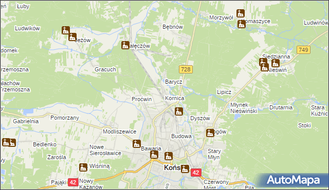 mapa Kornica, Kornica na mapie Targeo