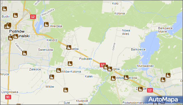 mapa Korytnica gmina Sulejów, Korytnica gmina Sulejów na mapie Targeo